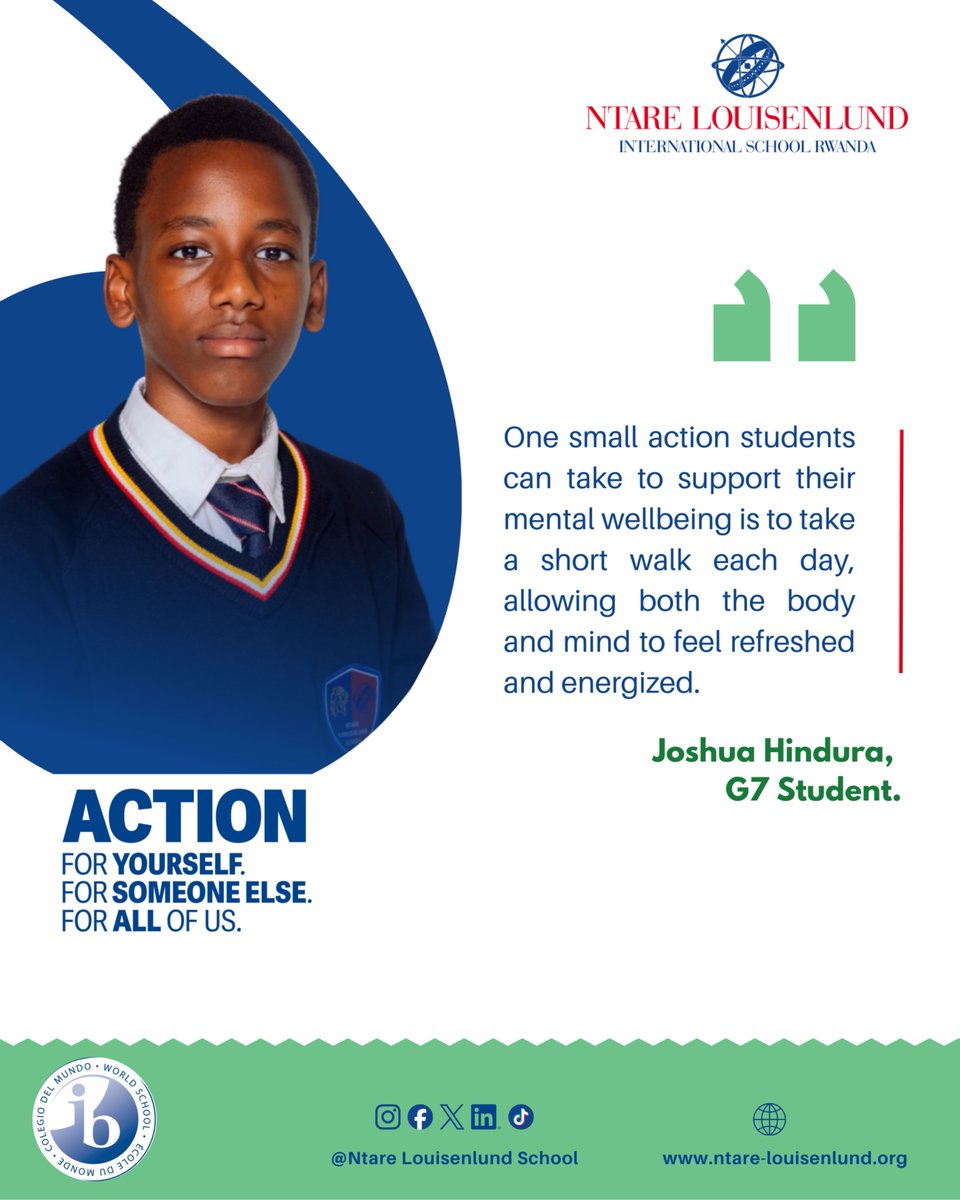 NtareLouise's tweet photo. Joshua Hindura encourages students to take short daily walks to help refresh and recharge both the mind and body.
#MentalHealthAwarenessWeek #MHAW2026
#TakeAction #EveryActionCounts https://t.co/l7W623mYQu