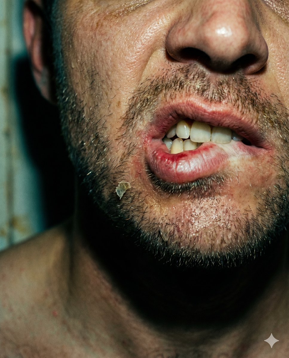 IvarsPlisko's tweet photo. Still believe this skin is a hallucination?
The grit of a nervous habit under a brutal hard flash.
Generated in @GeminiApp .
#CloseUp #HardFlash #Gemini #AIRealism #Hyperrealistic #Raw https://t.co/xTDSAsy87U