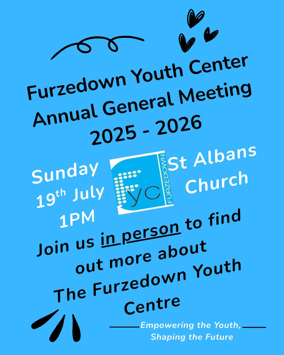 FurzedownYC's tweet photo. Join us TODAY at 1pm in St Albans Church on the Corner of Thrale and Pretoria Roads to see what Furzedown Youth Centre is all about.
#Furzedown #Youth #YouthCentre https://t.co/yqGEOXVjRN