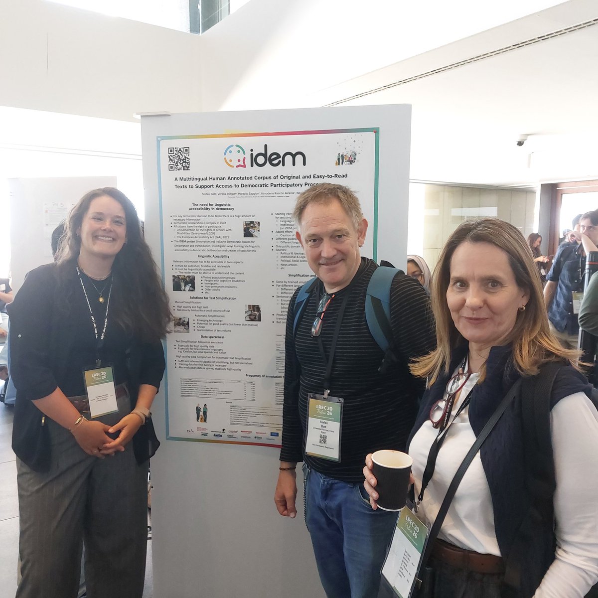 idem_EU's tweet photo. The @idem_EU Corpus, a big common effort presented at the LREC 2026 conference, is a specialized multilingual dataset designed to support text simplification and improve accessibility in democratic participatory processes! 

Further info here! https://t.co/LoLz5hpORf https://t.co/OfEc9h8Kua