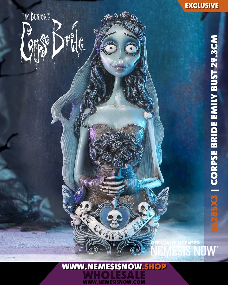 NemesisNow's tweet photo. 💙 Corpse Bride™ Emily Bust (29.3cm)
Officially licensed Nemesis Now exclusive.

Delicately detailed, hauntingly beautiful — Emily stands eternal, bouquet in hand.
Available now 👉 https://t.co/DEa8lsYEvc

Romantic centrepiece… or gothic shelf icon? 🦋
#CorpseBride https://t.co/xabggEAAUa