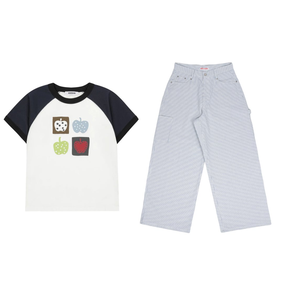 mogo0mogo's tweet photo. ★ 260513 ILLIT イロハ 私服

🏷️ OHESHIO
- APPLE RAGLAN T-SHIRT, WHITE

🏷️ OAFISH
- Oaf Logo Stripe Work Pants, [2color]

🔗 https://t.co/9vEcjzjWQw

#ILLIT #IROHA #イロハ #アイリット #OHESHIO #OAFISH #ILLIT_outfit https://t.co/MZwDVTU4Ec