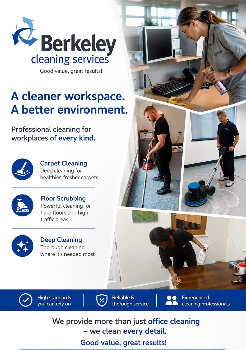 Berkeley_Clean's tweet photo. Whether it’s office/general cleaning or #deepclean or #buildersclean or #endoftenancyclean or #carpetcleaning or #floorcleaning why not contact us for a free quote Tel: 01245 252044 or Email: info@berkeleycleaningservices.co.uk https://t.co/aZGO2F94SG #essex based in #chelmsford https://t.co/RGG7qS3Xe8
