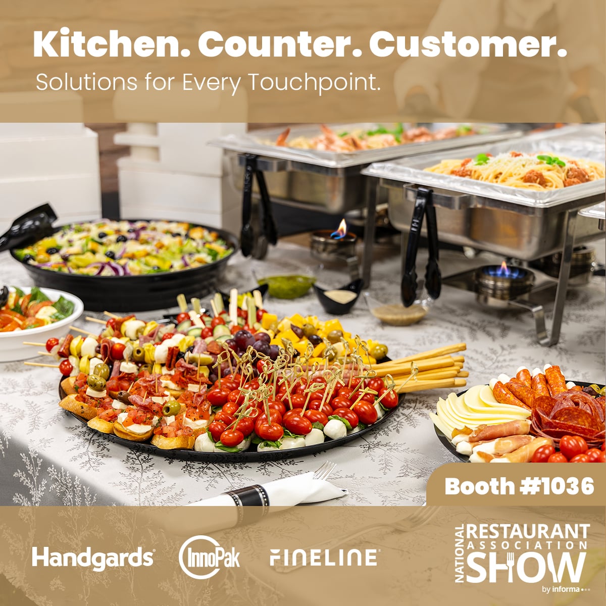 Finelinesetting's tweet photo. 2 days out - catering scale is coming into focus. We’re showcasing solutions at #NRA2026. Handgards, InnoPak, and Fineline Settings, South Hall, Booth 1036! #CateringPresentation #FrontOfHouse #FoodPresentation #GuestExperience #EventCatering #2026RestaurantShow https://t.co/GF2C7B1Wug
