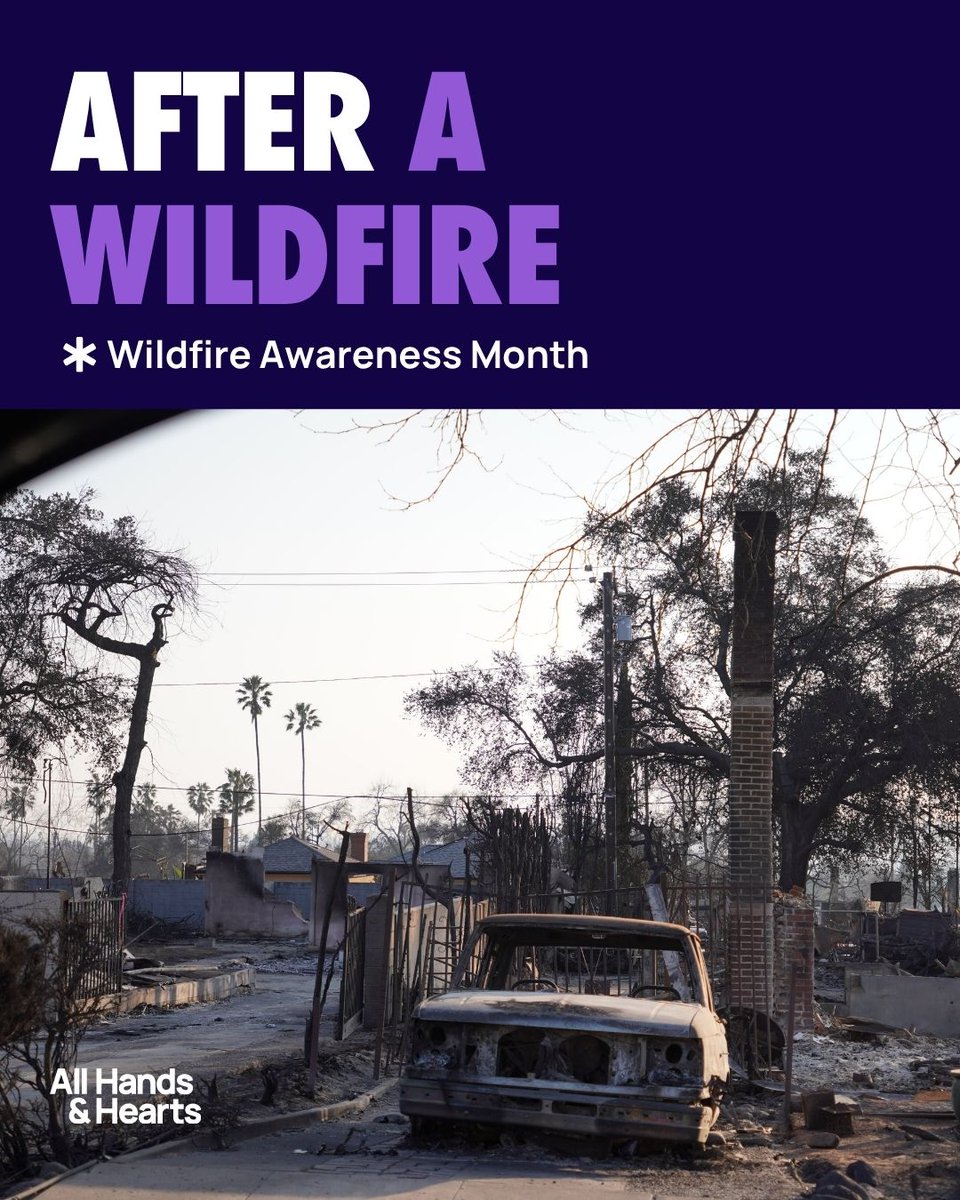 AllHandsHearts's tweet photo. If you or someone you know is heading home after a fire, here's what to know:

��� Wait for official clearance 
🔍 Check for gas leaks & hidden embers 
😷 Mask up, ash damages your lungs 
🚱 Don't use tap water yet 
🍽️ Toss food exposed to smoke or soot 
📸 Document damage before cleaning anything for your insurance 

Remember: your safety comes first, always. #WildfireAwareness