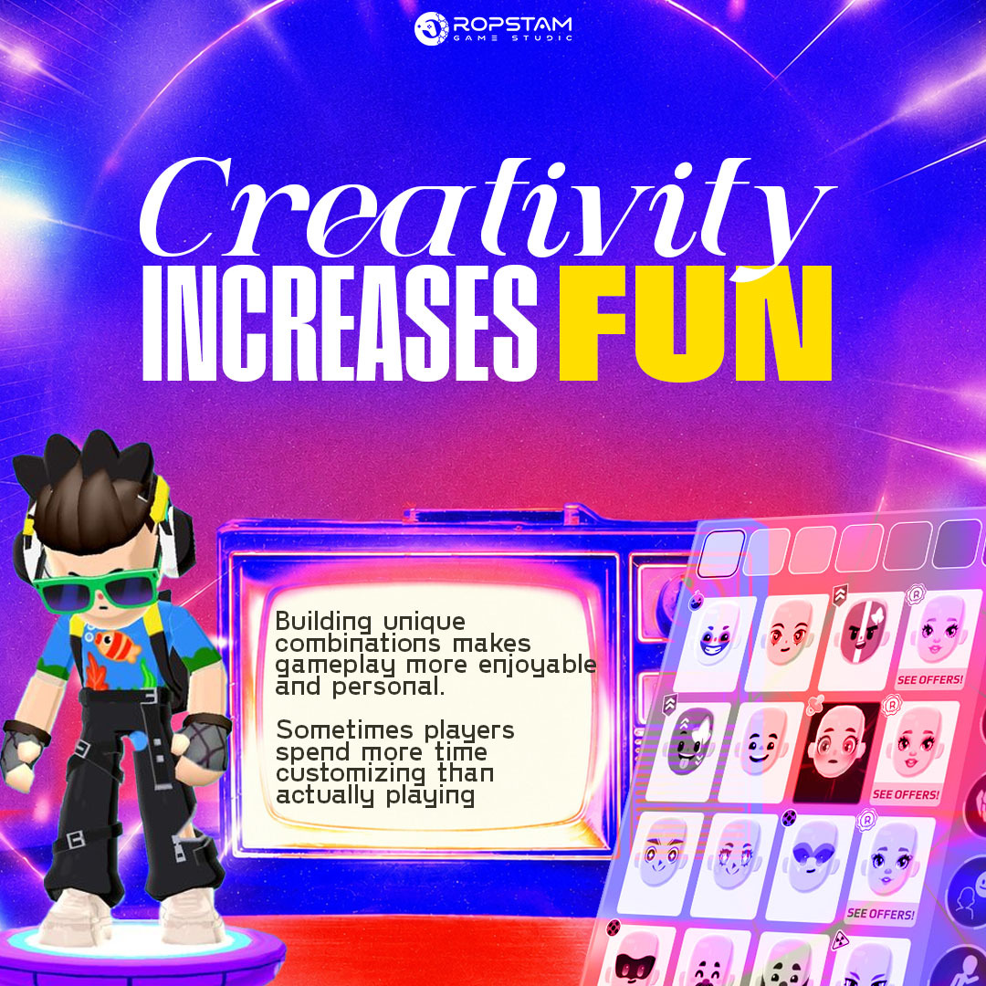 Ropstamgames's tweet photo. Great customization systems make players feel more connected, expressive, and engaged.

Here are the key reasons why it matters in game design. 🎮✨ 

#GameDevelopment #GameDesign #Customization #GameDevTips #RGS #RopstamGames https://t.co/2JwKUc1APW