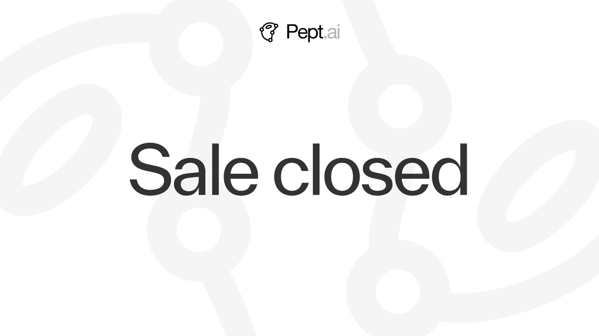 BioProtocol's tweet photo. PEPTAI Ignition Sale Closed

@peptai has exceeded its funding goal.

32X+ oversubscribed
1.6M+ USDC committed by 1.4K+ participants.

→ TGE is expected shortly.
→ PEPTAI staking and airdrop will go live around the time of the TGE.
→ $BIO stakers (veBIO holders) receive a PEPTAI airdrop once Ecosystem Airdrops are activated. 20% of total supply, 6-month linear vesting with 20% redeemable at TGE. Claiming early forfeits any unvested tokens.
→ Airdrop snapshot has already been taken.

📺 Join us at 2 pm UTC today for a livestream with the PEPTAI team (RSVP link below)