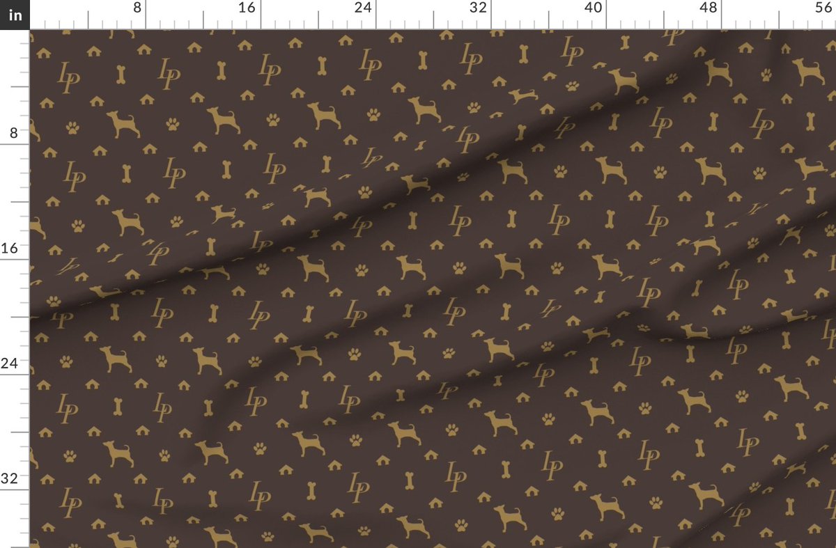 PaperandFrill's tweet photo. Louis Mini Pinscher Luxury Dog Attire Monogram Pattern Fabric

The iconic initials 'L P' for Louis Pinscher in tan on brown with Miniature Pinscher silhouettes, dog bones and dog houses are a luxury  pup's fashion...

#customfabric #sewingproject #surfacepattern

🔗 Link in bio to shop!