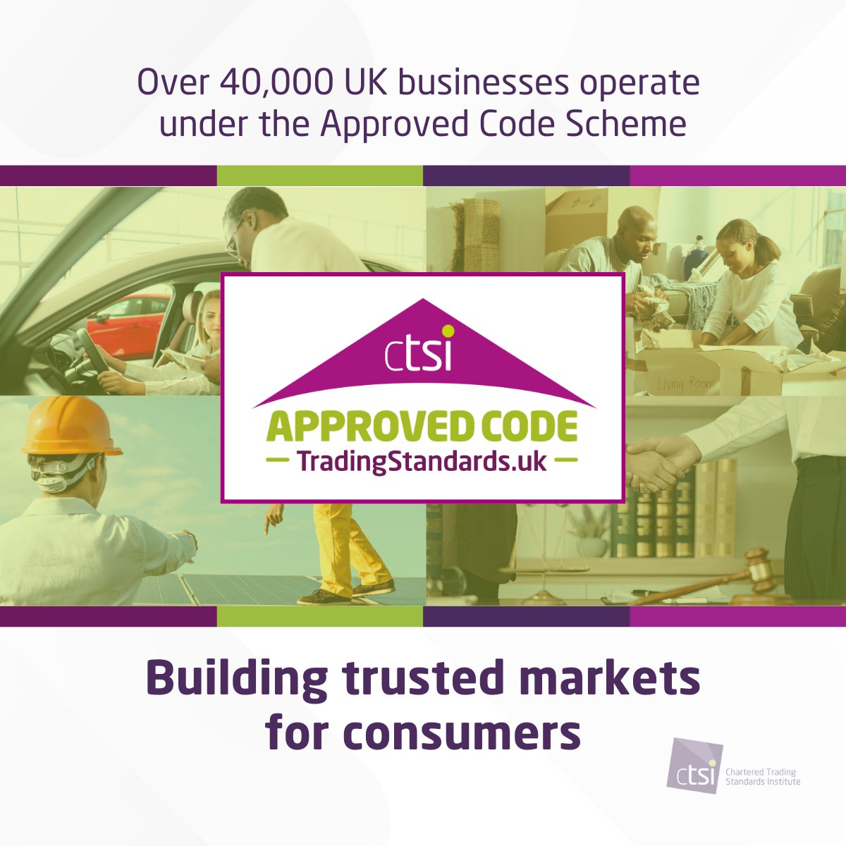 ApprovedCode's tweet photo. CTSI is committed to building trusted markets for consumers, and the businesses operating under the Approved Codes Scheme are central to that. 

Want to know more? Find out more information about the scheme here: https://t.co/LtNtgVbxuF

#TradingStandards #ConsumerProtection https://t.co/m471Rec5Jr