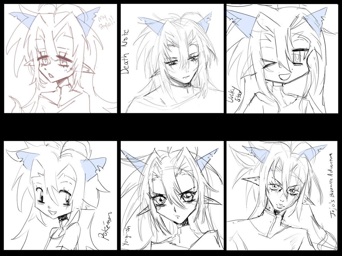 bubbelbuzz's tweet photo. Drew/doodled my OC in different anime styles :3 https://t.co/307JHSTf8d