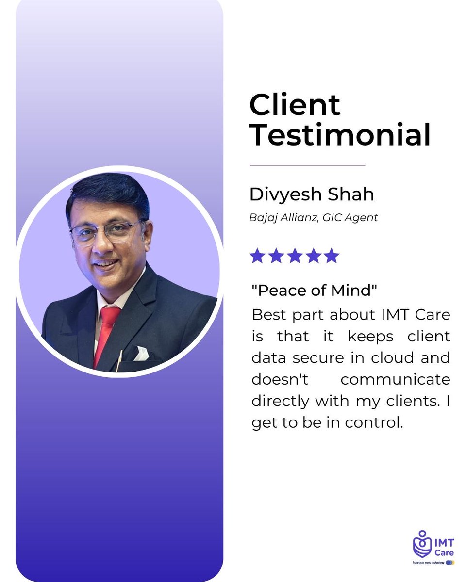 imtcare_'s tweet photo. Insurance agents don’t just want tech.
They want control.
With IMT Care:
• Your branding stays yours
• Customer data stays secure
• No direct communication to your clients
• CRM + renewals + campaigns in one place
Built to empower agents — not replace them.
#Insurance https://t.co/6ge9SXbj3X