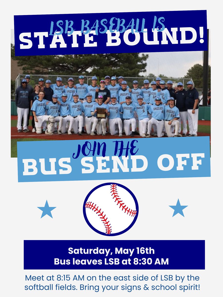 LSBGrizzlies's tweet photo. The March to Werner Park Starts Saturday! Send the boys off as they begin the quest for a state title🏆️ #GoGrizz #ClawsOut https://t.co/N2NKcSTRAp