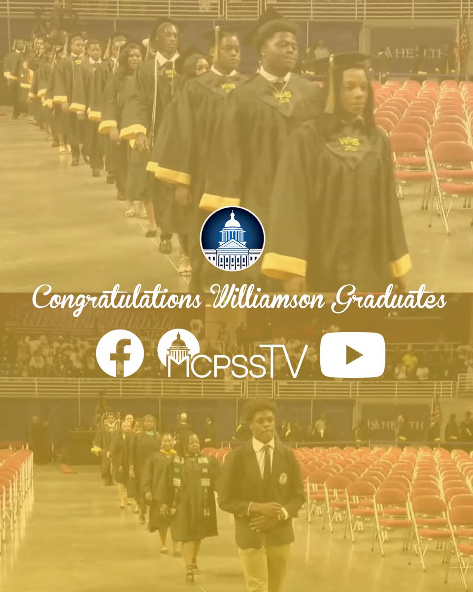 mcpsstech's tweet photo. 🦁 🎓 Congratulations to the graduates of Williamson High School!

📱💻 Tune in to graduation coverage on mcpssTV,  Facebook, and YouTube at 9am

https://t.co/2Qym8fWwqF https://t.co/nQMfRpvduz