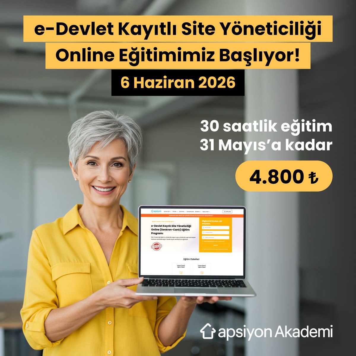 apsiyon's tweet photo. 🏢 Site yöneticiliğinde uzmanlaşmak isteyenler için büyük fırsat! 🏢​

Apsiyon Akademi'nin e-Devlet Kayıtlı Site Yöneticiliği Online Eğitim Programı, 6 Haziran'da Başlıyor! 👩‍💻👨‍💻 ​

✨ 31 Mayıs’a kadar geçerli %20 erken kayıt avantajıyla 6.000 TL yerine 4.800 TL!​

📚 Eğitim Programı İçeriğimiz:​
👉 Kat Mülkiyeti Hukuku Temel Kavramları​
👉 İş Hukuku ve Arabuluculuk​
👉 Verimli Site Yönetimi​
👉 Muhasebe, Denetim ve Raporlama​
👉 Bütçe ve İşletme Projesi​
👉 İş Sağlığı ve Güvenliği​
👉 Site Yönetimlerinde Vergi​
👉 Apsiyon Ürün Eğitimi​

🕘 Ders Saatleri: Cumartesi & Pazar | 09.30 – 12.30​
⏳ Süre: 5 hafta sonu / Toplam 30 saat​
💻 Eğitim Türü: Online (Canlı Ders)​

Alanında uzman eğitmenler eşliğinde gerçekleştirilecek bu kapsamlı program sayesinde, yetkinliklerinizi geliştirebilir ve e-Devlet onaylı belgenizi alabilirsiniz.​

⚠️ Kontenjan sınırlıdır. ​

Erken kayıt indiriminden yararlanmak ve detaylı bilgi almak için hemen başvurun!​
👉 https://t.co/XzbIdvM39S

#siteyöneticiliği #kariyergelişimi #eğitim #eğitimfırsatı #sertifikaprogramı #edevlet #onlineeğitim #canlıders #eğitimprogramı #kariyerfırsatı