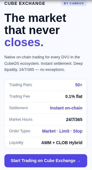 cubeoss's tweet photo. Cube Exchange isn't just a trading platform — it's the economic engine of the entire CubeOS ecosystem.
Every DVU issued. Every Cube deployed. Every business built on CubeOS flows through here.
This is where the value of the ecosystem gets discovered.
#CubeExchange #DVU #CubeOS #EcosystemEconomy