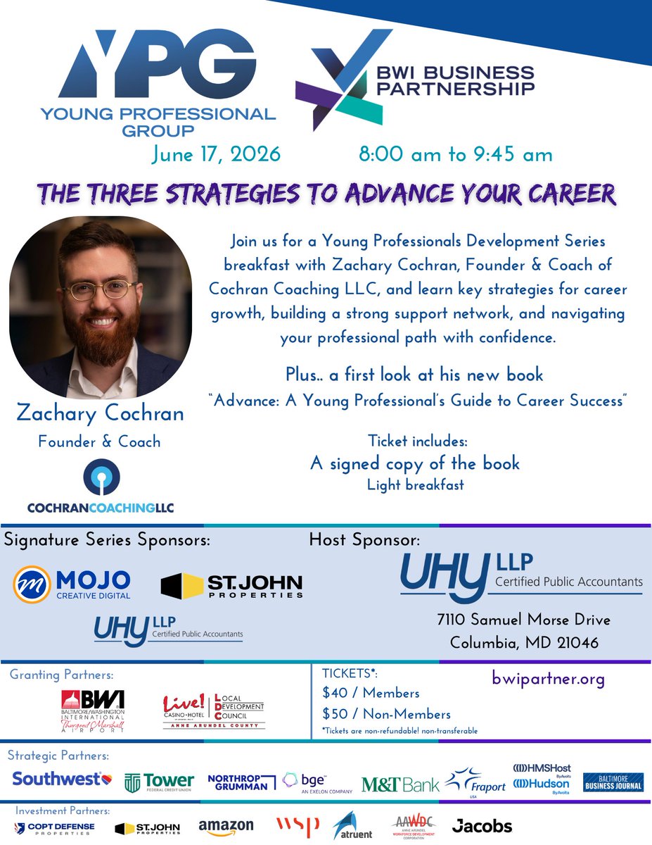BWIPartner's tweet photo. Join us on June 17th at the Young Professionals Development Series breakfast with @zacharymcochran  and learn key strategies for career growth, navigating your professional path with confidence, and more. Plus.. a first look at his new book.  Register at: https://t.co/ofKZ9rifOd https://t.co/eGaIstyCQ6
