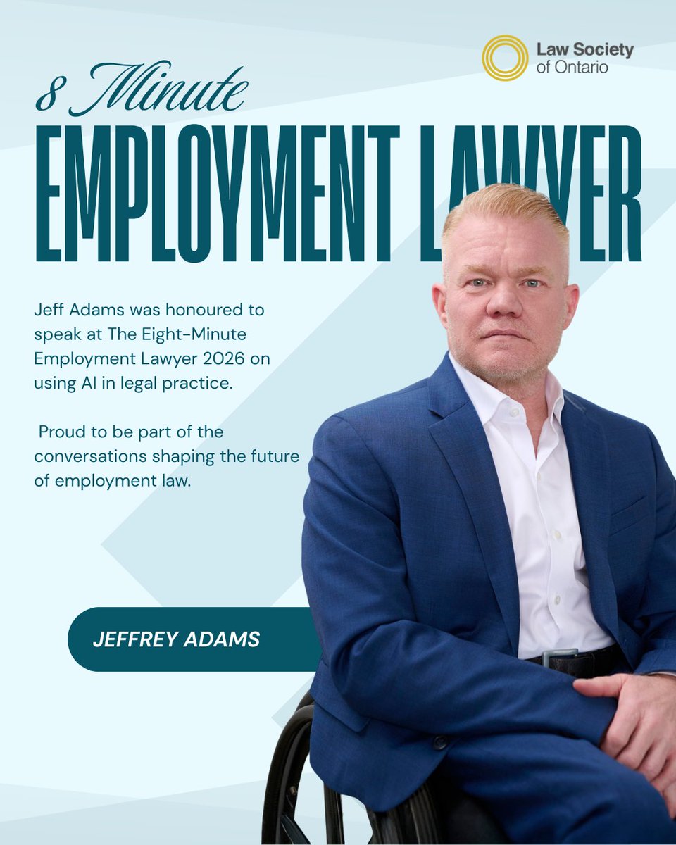 SpringLawFirm's tweet photo. Proud moment for Spring Law.

Our lawyer, Jeff Adams, was invited to speak at The Eight-Minute Employment Lawyer 2026 on the future of AI in legal practice and what it means for the workplace. https://t.co/CoQVuoycmu