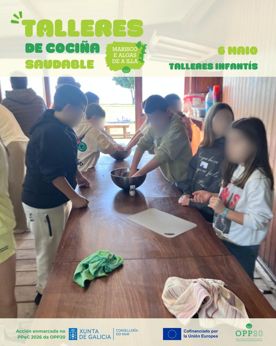 OPP20AIlla's tweet photo. 👩‍🍳🌊 |OPP20PROMOCIÓN

Onte, 21 alumnos/as de 5º de primaria do CEIP Torre Illa participaron nos Talleres de Cociña Infantís da OPP20.

Unha nova xornada para descubrir o marisco e as algas da Illa de Arousa a través da cociña e do produto local 💙

#PROMOCIÓN #MariscoDeAIlla https://t.co/0dtA6TcQSz