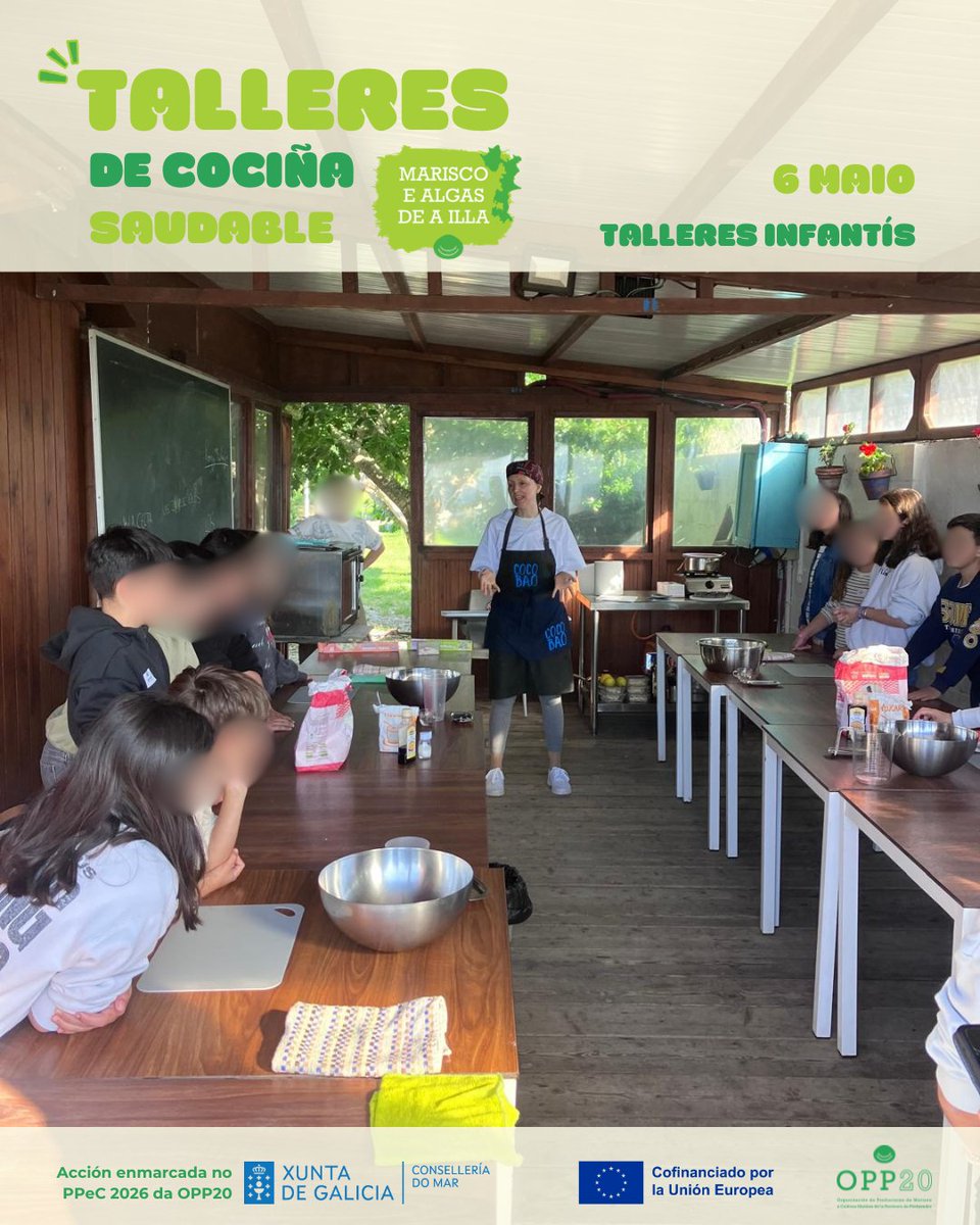 OPP20AIlla's tweet photo. 👩‍🍳🌊 |OPP20PROMOCIÓN

Onte, 21 alumnos/as de 5º de primaria do CEIP Torre Illa participaron nos Talleres de Cociña Infantís da OPP20.

Unha nova xornada para descubrir o marisco e as algas da Illa de Arousa a través da cociña e do produto local 💙

#PROMOCIÓN #MariscoDeAIlla https://t.co/0dtA6TcQSz