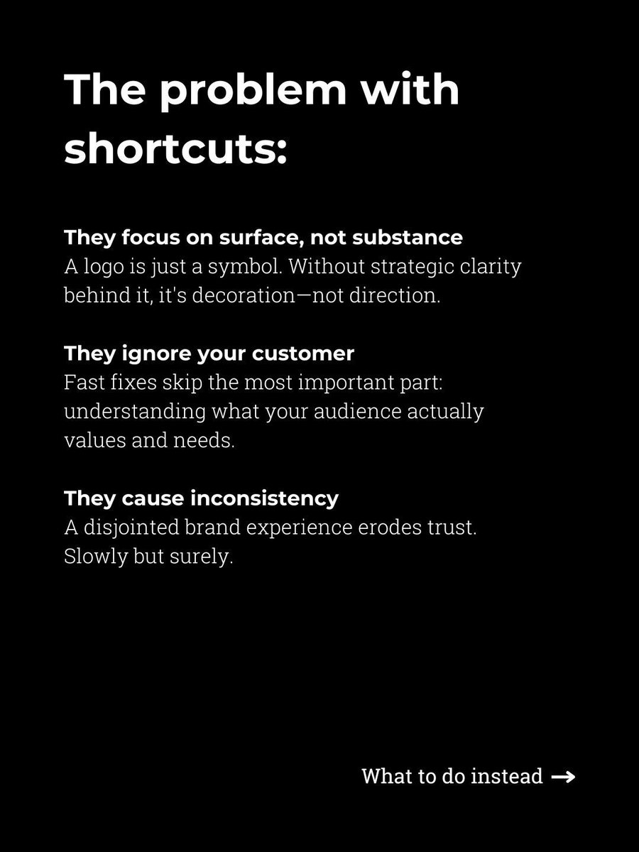 Kandidesign's tweet photo. In a competitive market, it's tempting to grab quick branding solutions; a new logo, fresh colours, a trendy font. But here's the truth: surface fixes rarely solve deeper challenges.

#BrandStrategy #BrandingTips #BrandIdentity #StrategyFirst #BrandDevelopment https://t.co/2WrJIxrQAh