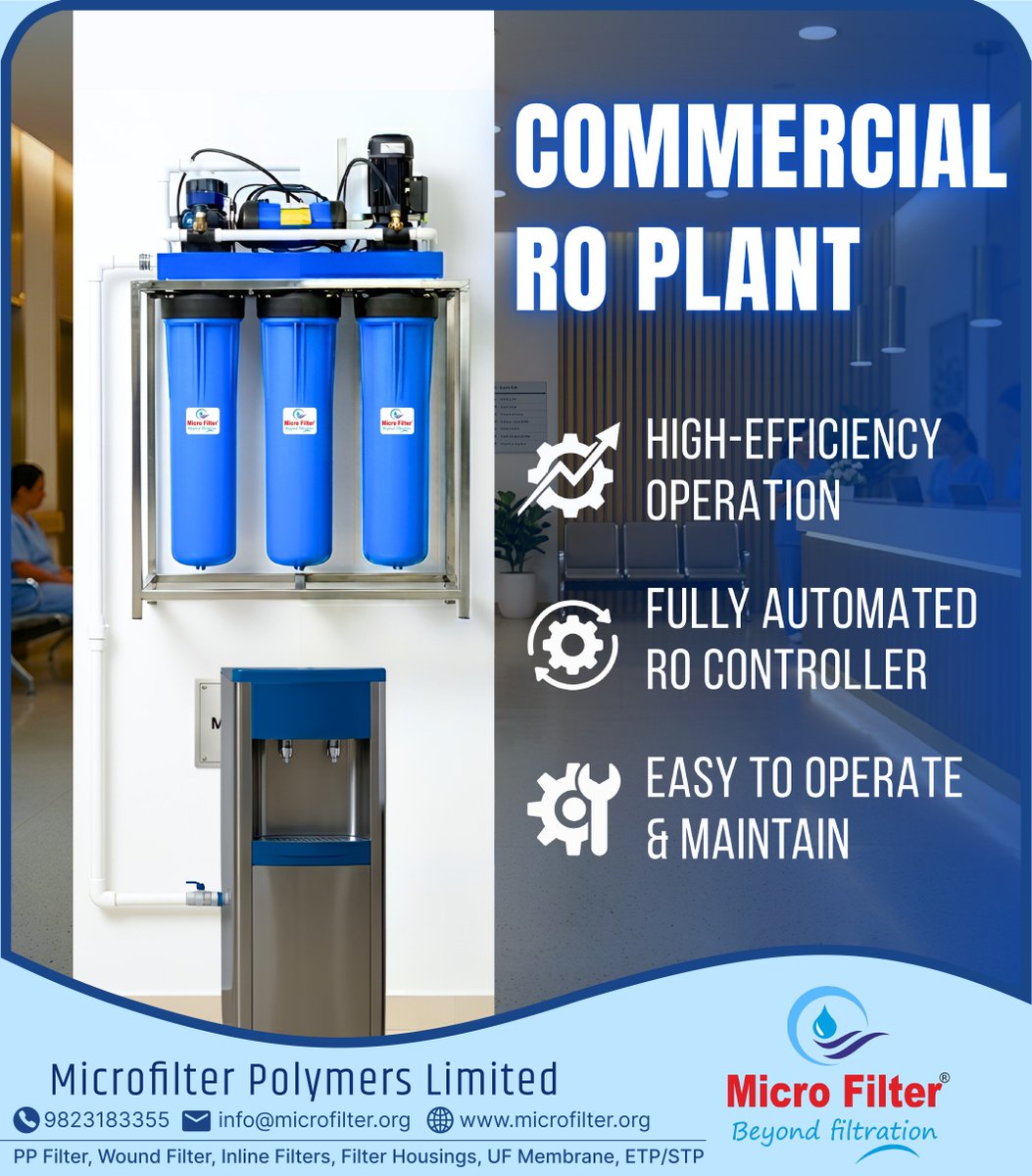 MicroFilterX's tweet photo. Our Commercial RO Plant is designed for high performance water purification in commercial spaces

✔ High-efficiency operation
✔ Fully automated controller

📞 9823183355
🌐 https://t.co/MrMzkVewbD

#CommercialROPlant #WaterPurification #ROPlant #MicroFilter https://t.co/Yf9nluGIn8