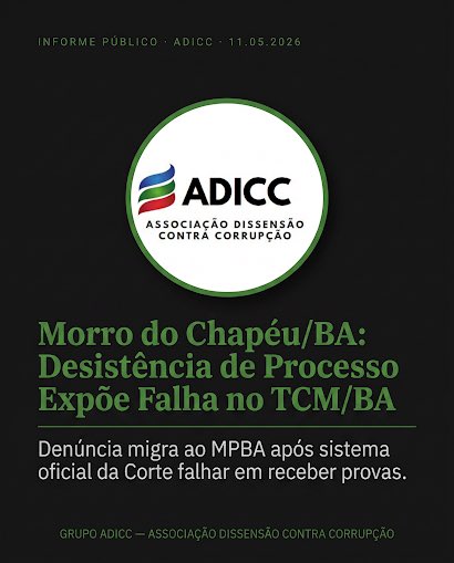 grupoadicc's tweet photo. Morro do Chapéu/BA: Desistência de Processo Expõe Falha Sistêmica no TCM/BA
https://t.co/iqnVxpQyEc https://t.co/g9qZ4ASp05