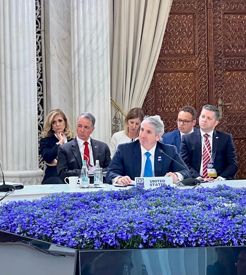UnderSecT's tweet photo. At #B9Summit @UnderSecT spoke of Europe's need to rebuild its defense industrial base, critical infrastructure, &amp; supply chains. The Ankara Summit will be a test of NATO's ability to turn commitments into capabilities. 🇺🇸 🇷🇴 https://t.co/zlXuHaSX0d