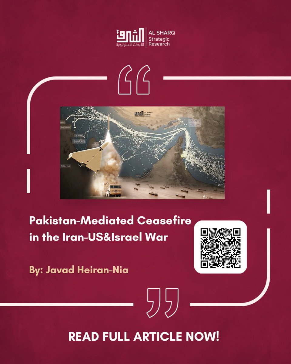 SharqStrategic's tweet photo. From Iran’s perspective, the war carried an existential dimension, shaped by the perceived threat to the regime’s survival.

This perception helped drive the involvement of remaining proxy forces, including Hezbollah in Lebanon and the Houthis in Yemen, marking a shift from earlier phases in which Tehran maintained greater control over escalation.

Read the full article by Javad Heiran-Nia @J_Heirannia : https://t.co/LPW48OaPsA