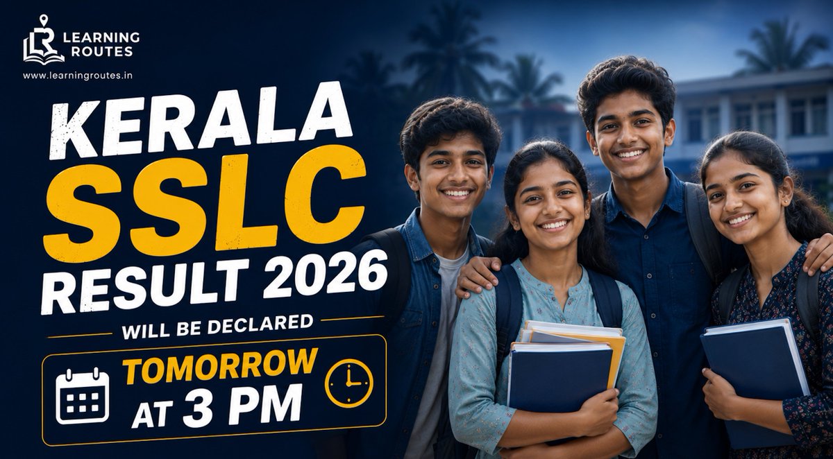 _learningroutes's tweet photo. #ThursdayUpdate: Kerala SSLC Result 2026 will be declared tomorrow at 3 PM.

Over 4 lakh students are waiting for one of the biggest academic updates of the year. 

The next step starts soon!

#SSLC #SSLCresults #Kerala #results https://t.co/50zqaqMmMK