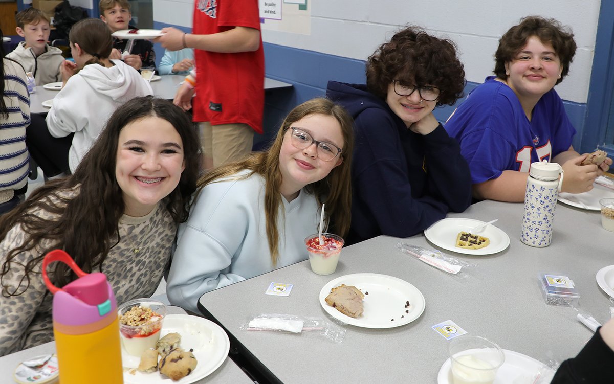 PerryCSD1's tweet photo. This morning, our JH students who have been on the Honor Roll this school year are being treated to a special breakfast to celebrate their hard work! Thanks to our awesome kitchen staff and school personnel for cooking and serving waffles, yogurt parfaits, pastries, and more. https://t.co/64KOusnlEo