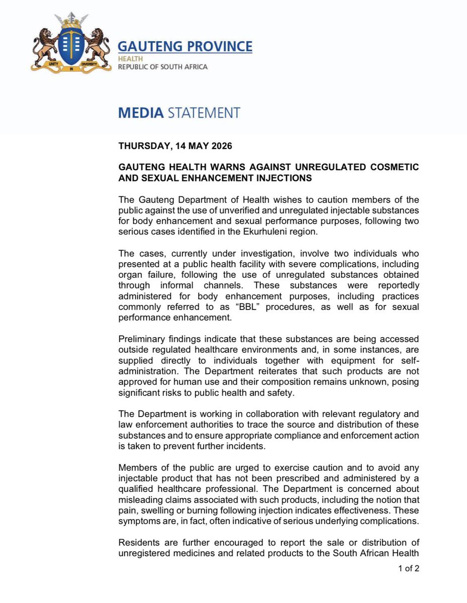 Gauteng Health tweet media