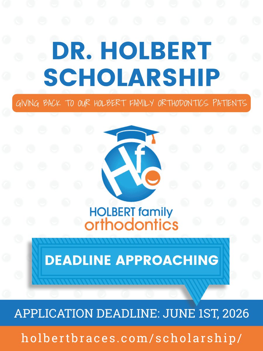 holbertbraces's tweet photo. 🎓 The deadline is approaching! June 1, 2026 is almost here!

You have heard back, picked your favorite, and probably committed. Now make sure you get your Dr. Holbert Scholarship application submitted. 💙

👉 | https://t.co/n6SGiw0MPI

#CollegeBound #DrHolbertScholarship https://t.co/Ln1jT1CsRl