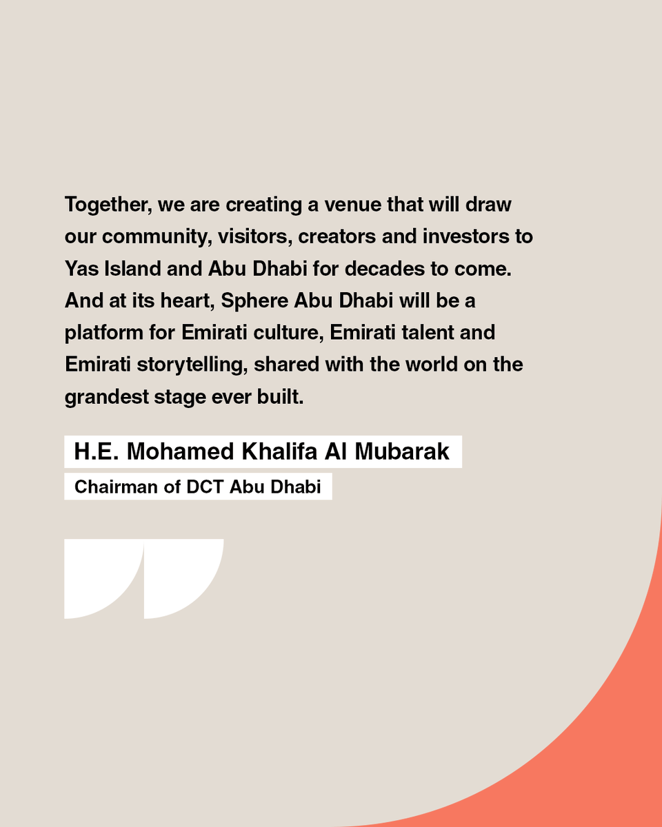 dctabudhabi's tweet photo. مستقبل الترفيه الحي يتشكل الآن في العاصمة أبوظبي. نعلن رسمياً جزيرة ياس موقعاً  لـ"سفير أبوظبي"، الأيقونة العالمية الجديدة للتجارب الغامرة.  

@spherevegas https://t.co/kL15YYIryW