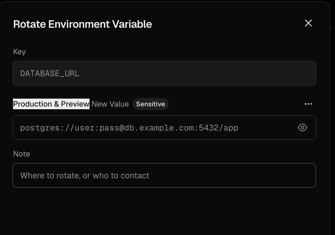 anakin's tweet photo. At what point exactly did Vercel think it was a good idea to make secret rotation on both Production AND Preview the default behavior?

Yes, you have that three-dot menu where you can change it. And the next time you rotate it's back to rotating for all envs. Insane. https://t.co/Af9miL9six