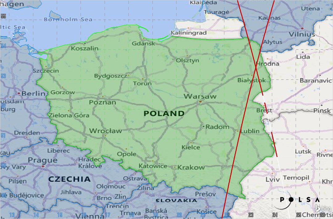 POLSA_GOV_PL's tweet photo. Fragment rakiety FREGAT (NORAD: 68537) o masie ok. 1t ponownie wejdzie w atmosferę między 16 maja, godz. 08:43 a 17 maja, godz. 13:49 czasu polskiego. Przelot https://t.co/3Ty3Frtytm. nad Polską. POLSA monitoruje #Reentry. #SSA #SST #SpaceSafety https://t.co/0djosihmzv