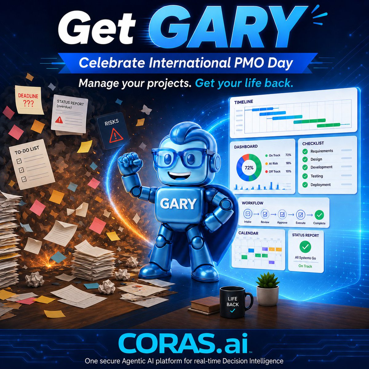 thinkcoras's tweet photo. This #InternationalPMODay, give PMOs what they really want: one secure platform, total program clarity, real-time decision intelligence. COTS, no code, and GARY agents.
https://t.co/6LlT82Wik9
#PMO #DecisionIntelligence #AgenticAI #CORASai #programmanagement #portfoliomanagement https://t.co/NuquWa39W9