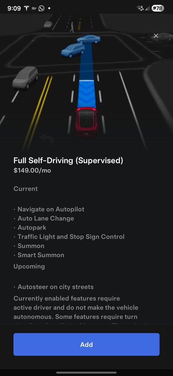 Shadesbbb's tweet photo. This is not FSD Supervised on HW3 cars, its a glorified cruise control? $49 is reasonable, why $149 and it doesnt fully self drive @elonmusk
@TeslaAUNZ https://t.co/Z7QfeIobPz