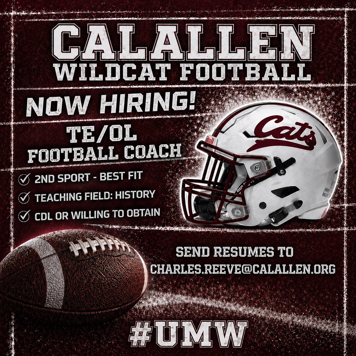 coachcreeve's tweet photo. Come join a great program, in a great community! 
Email: Charles.reeve@calallen.org https://t.co/HMZqzAmpBW
