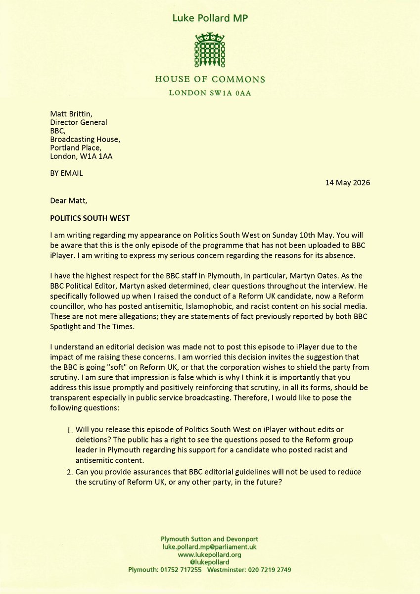 Luke Pollard MP tweet media