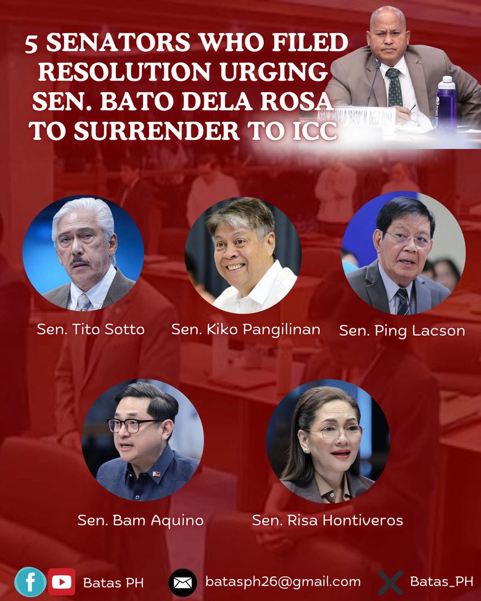 fierceLady08's tweet photo. If you find it amusing to watch Senator Ronald "Bato" Dela Rosa being chased by the NBI without realizing that this “chase” represents the surrender of a Filipino to a foreign entity, then you are a complete IDIOT. These politicians below are no better idiots as well. https://t.co/BlNO5FWsSk
