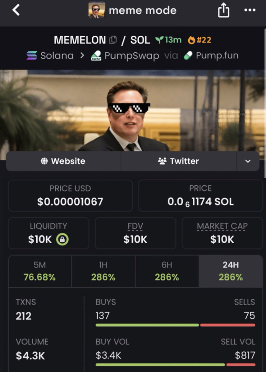 Benteta_'s tweet photo. solana:GLpMf2yfRsnxRMd7VQJVguHAagE1dK5cyrKehQJA2vqN 🚀🔥 solana:GLpMf2yfRsnxRMd7VQJVguHAagE1dK5cyrKehQJA2vqN making big moves!🔥🚀
From $10k → $250k market cap 📈
That’s a huge ~25x move 💥
Early holders turned tiny entries into strong profits while momentum keeps building on this runner 👑😎 #crypto #altcoins #MEMELON #marketcap #profits #growth #winning Ca::GLpMf2yfRsnxRMd7VQJVguHAagE1dK5cyrKehQJA2vqN