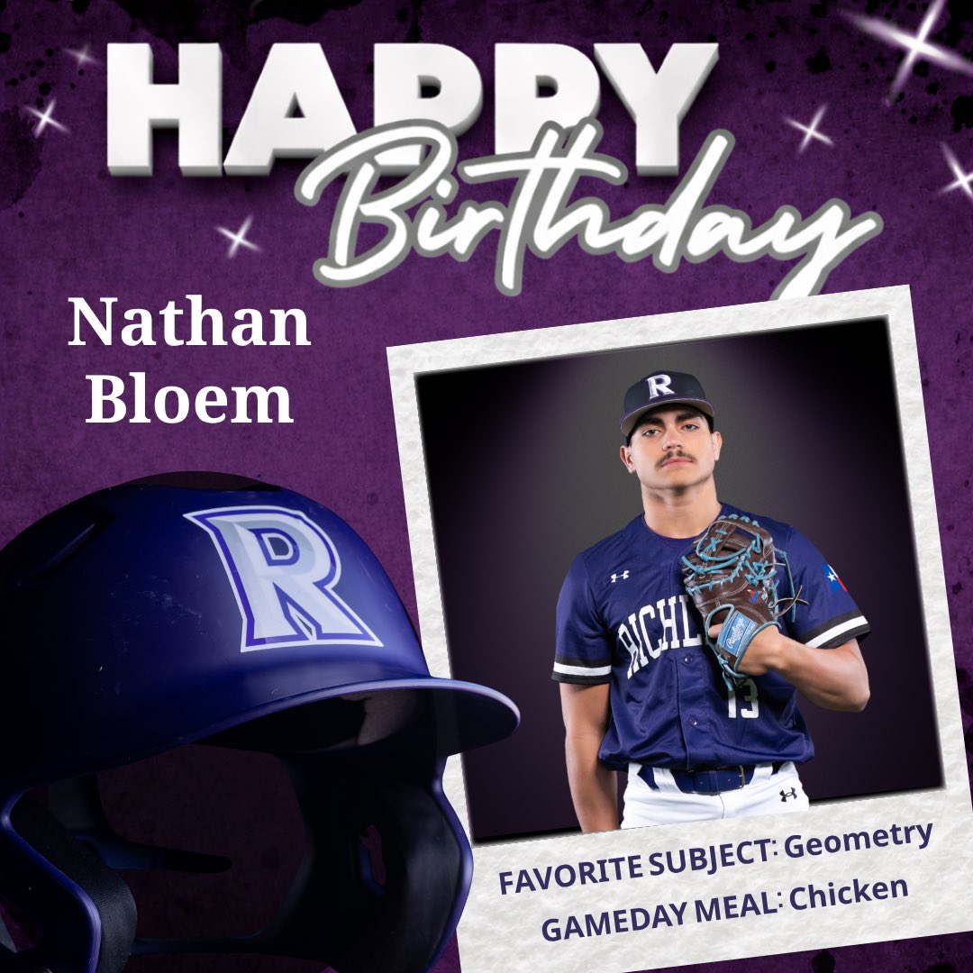 RHSBaseballBC's tweet photo. Happy belated Birthday, Nathan Bloem!  Wishing a huge Happy Birthday to #19! Whether you’re on the mound or in the classroom studying Geometry, you bring your all every single day. Fuel up on that chicken and let’s celebrate you today https://t.co/lI4qoBIzqr