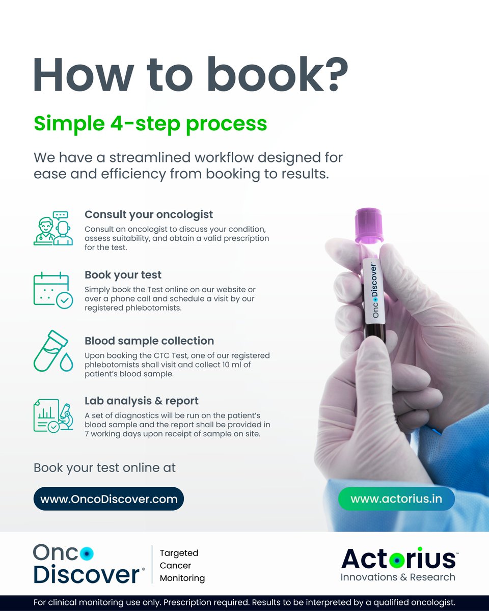 Actorius_IR's tweet photo. Cancer monitoring, made simpler. OncoDiscover® is a DCGI-approved, blood-based CTC test designed for safer, non-invasive cancer monitoring with precise clinical insights. Supporting early intervention &amp; informed treatment decisions.
OncoDiscover 
#LiquidBiopsy #CancerMonitoring https://t.co/9YDA9kfykf