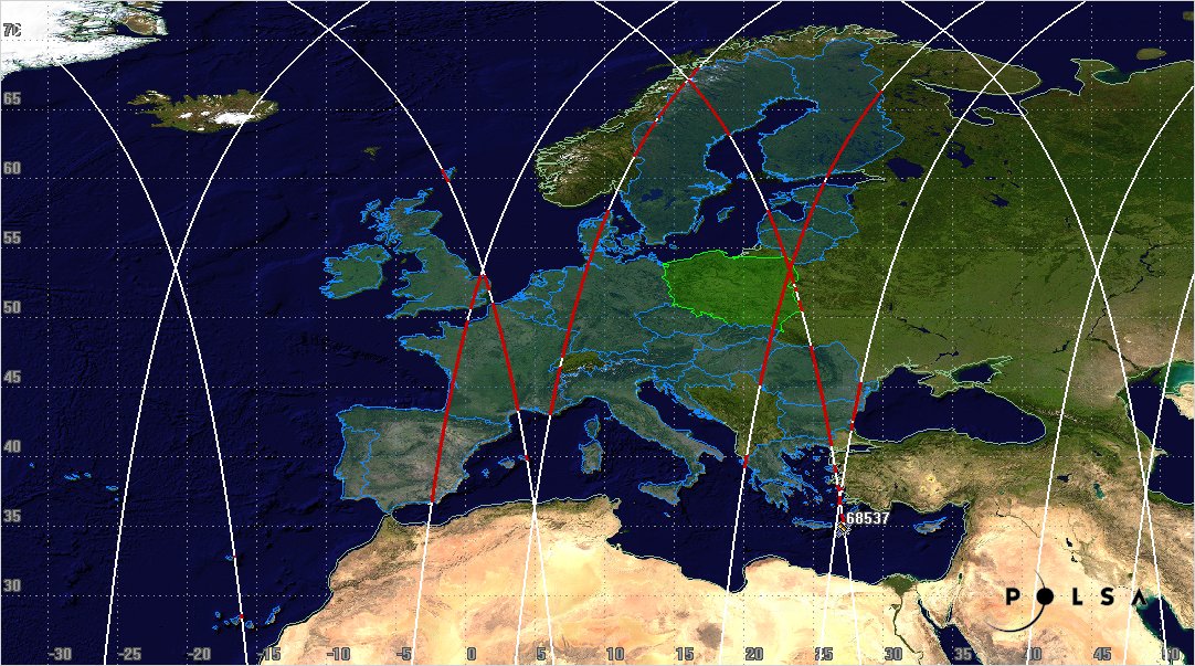 POLSA_GOV_PL's tweet photo. Fragment rakiety FREGAT (NORAD: 68537) o masie ok. 1t ponownie wejdzie w atmosferę między 16 maja, godz. 08:43 a 17 maja, godz. 13:49 czasu polskiego. Przelot https://t.co/3Ty3Frtytm. nad Polską. POLSA monitoruje #Reentry. #SSA #SST #SpaceSafety https://t.co/0djosihmzv