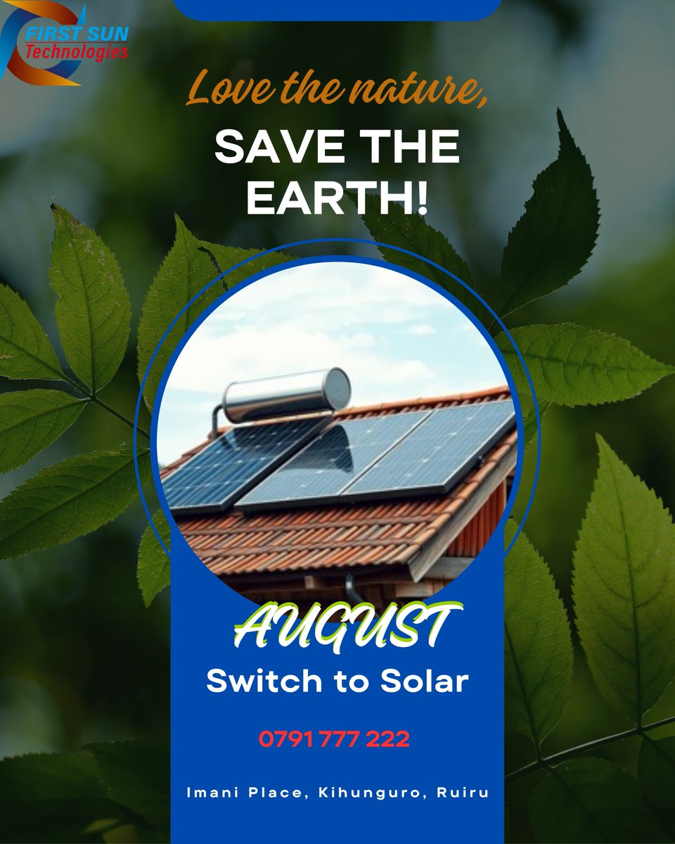 technologi71774's tweet photo. Love nature. Save the earth. 🌍☀️

And while you’re at it… save yourself from electricity bill heartbreak too. 😭⚡

Switch to solar this August with First Sun Technologies.
📞 0791 777 222
#SwitchToSolar #SolarKenya #CleanEnergy https://t.co/upDN4ERuqt