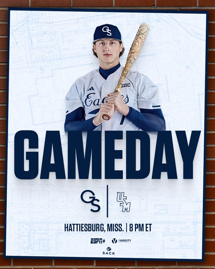 GSSportsNetwork's tweet photo. From Pete Taylor Park in Hattiesburg, MS - @GSAthletics_BSB vs #8 Southern Miss is ON THE AIR!

LISTEN
📻 https://t.co/Qfl8zVP65W
📲 https://t.co/E5yD9kRuIR
💻 https://t.co/eAL2a0LOaY

#GATA @Learfield @LEARFIELDAudio
@TheSackCompany https://t.co/XLrqcIbJjI