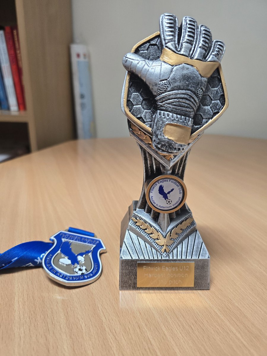 HolywellCoE's tweet photo. Woozer William. He only went and took on the position of goal keeper this season. His amazing contribution to his team for playing in the hardest position was recognised by Flitwick Eagles in their end of season presentations. Well done William. https://t.co/mjVRf8dhVg