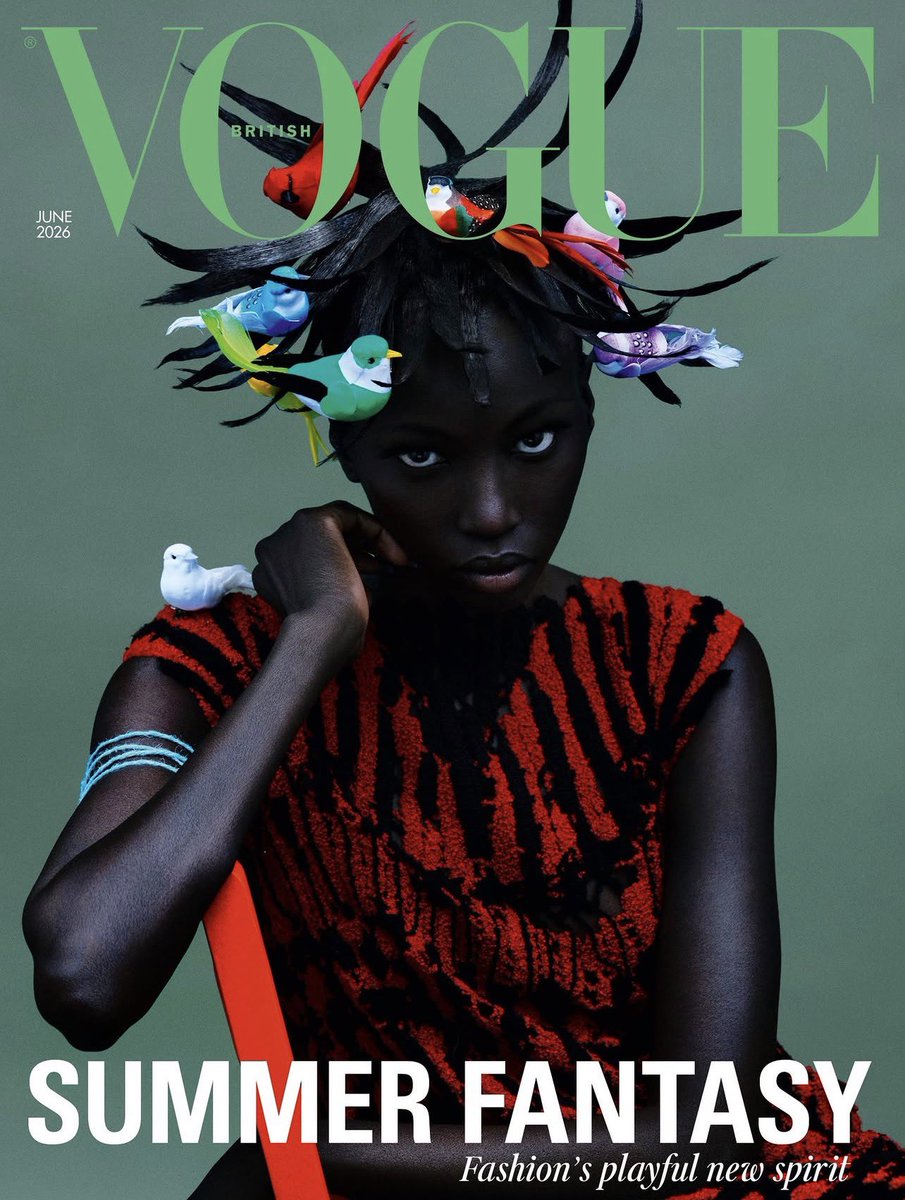LegendaryLade's tweet photo. Supermodel Anok Yai covers British Vogue June 2026!🖤🔥

Photographed by Rafael Pavarotti. 
Styled by Kate Phelan. https://t.co/FFVcQ52xDZ
