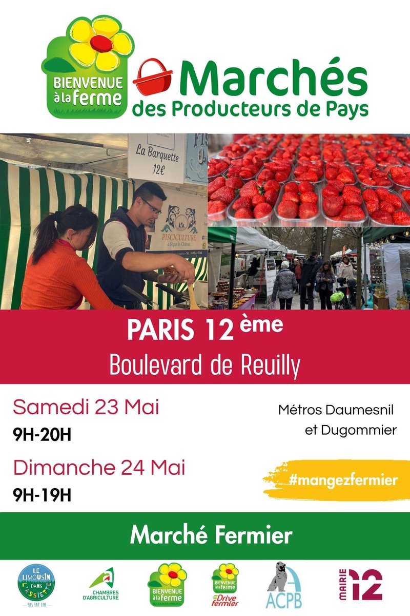 mpp_events's tweet photo. Marché des producteurs des pays 
70 producteurs fermiers vous donnent rdv les 23 et 24 mai pour le plus grand marché fermier de Paris intra muros @Paris @ChambagriFrance https://t.co/Z22jdvwmWA