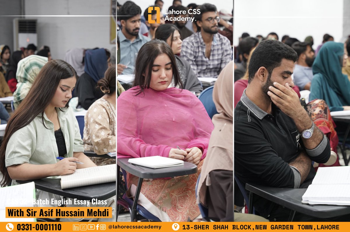 lahore_css's tweet photo. CSS Batch-32 English Essay Class with Sir Asif Hussain
📷 Contact: 0331 0001110
📷 Venue: 13-Sher Shah Block, New Garden Town, Barkat Market, Lahore CSS Academy
#CSSBatch32 #EnglishEssayClass #CSSEssay #SirAsifHussain #LahoreCSSAcademy #EssayWriting #CSSExam #FPSC #CivilServices https://t.co/P87wjX65qh